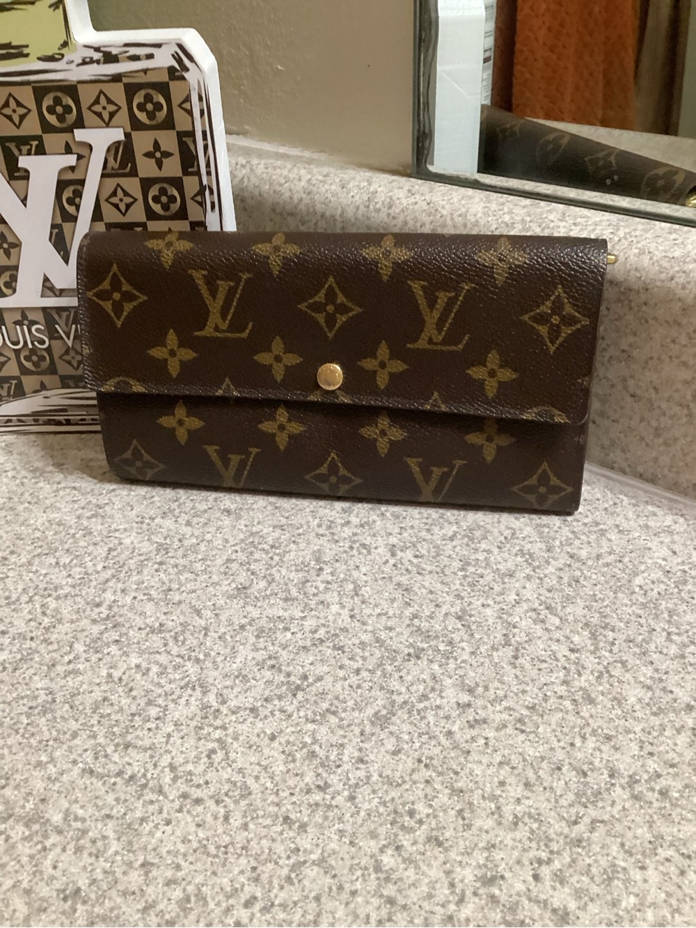Louis Vuitton Brown Monogram Continental Wallet with Gold Accents